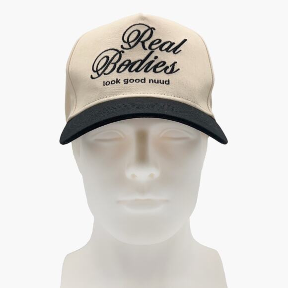 NWOT NUUDS "Real Bodies" Unisex Snapback Hat (Black/Cream | O/S) - Picture 2 of 11
